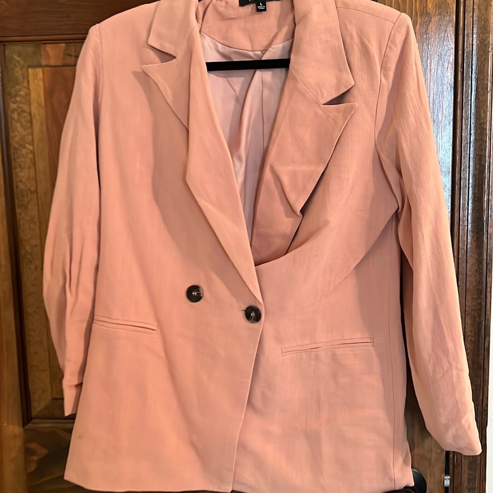 Vici Blush Pink Double-Breasted Blazer